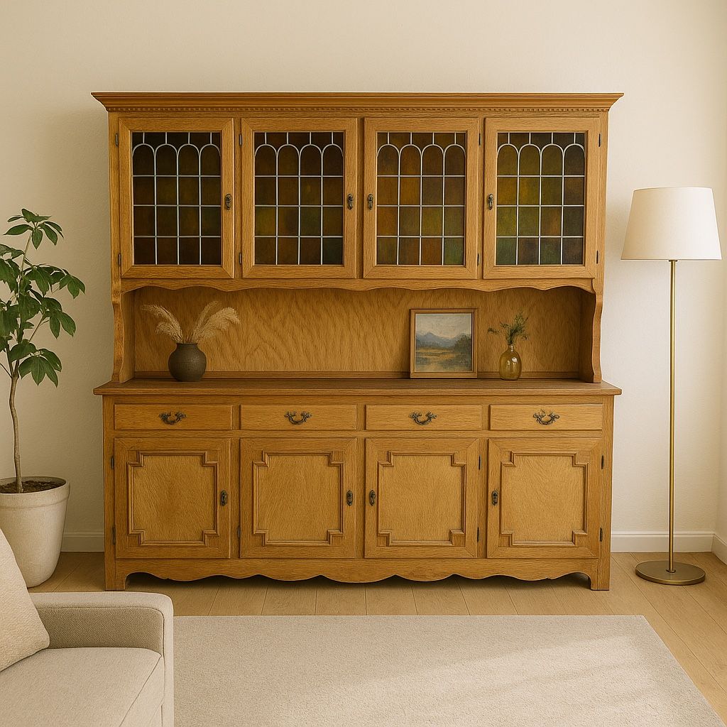 Vintage 1960s Danish Modern Oak China Display Cabinet style of Kjærnulf