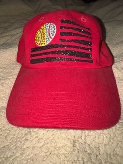 Red Baseball Softball- Baseball Rhinestone women’s  Hat