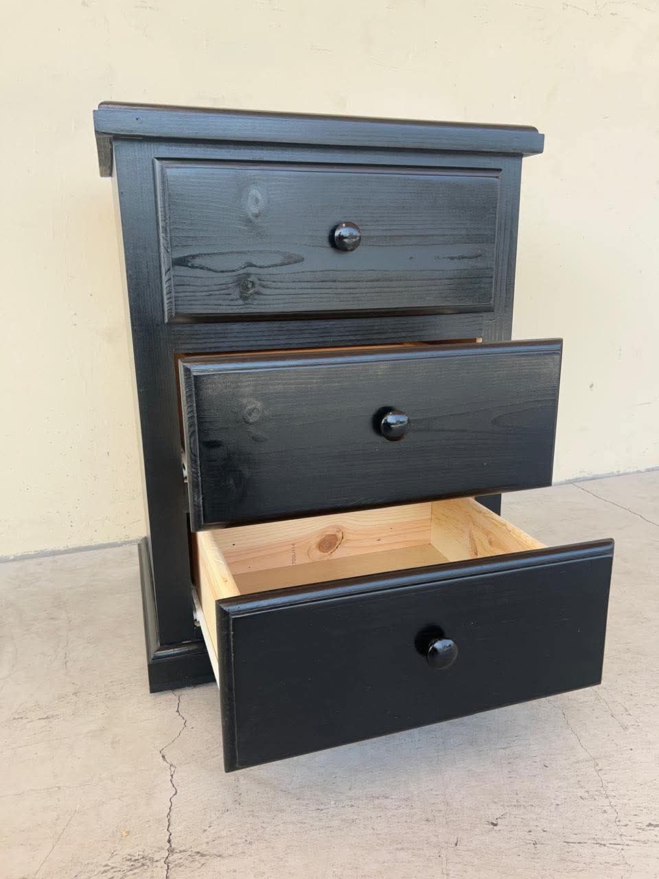 3 Drawer Black Pine
