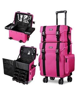 Brand new rolling, pink makeup case professional worth 220