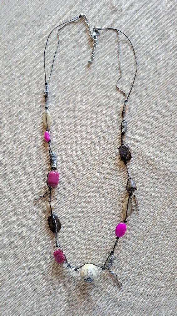 Chico's Stone, Pewter Metal Necklace