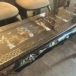 Chinese lacquer entry sofa table