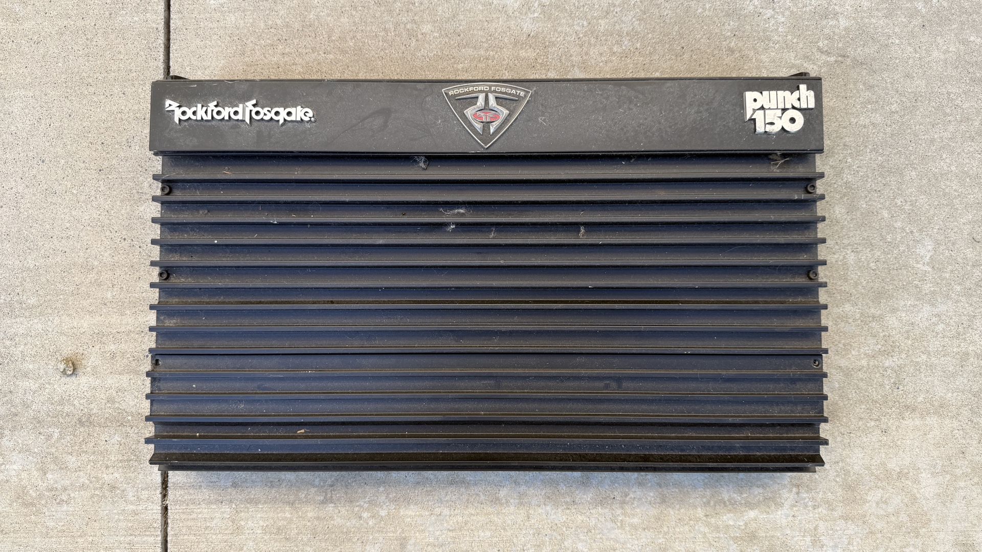 Rockford Fosgate Punch 150 car amplifier. This is a vintage, two-channel amplifier that was part of the "25 to LIFE" anniversary series, which celebra