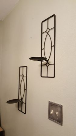 Tall black metal candle holder wall sconces plant holders