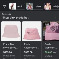 Pink Prada Bucket Hat Basically New 