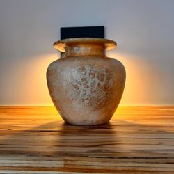 Vintage Alabaster Vase – Handcrafted Stone Decor with Natural Veining