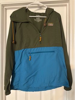 L.L Bean Small Green and Blue Block Anorak Jacket