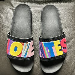 Adidas Slides “ LOVE UNITES” Edition Size 14, Excellent Condition 