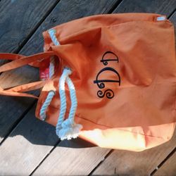 Vintage Clinique beach style bag/tote with embroidered monogram (SDD or DDS)