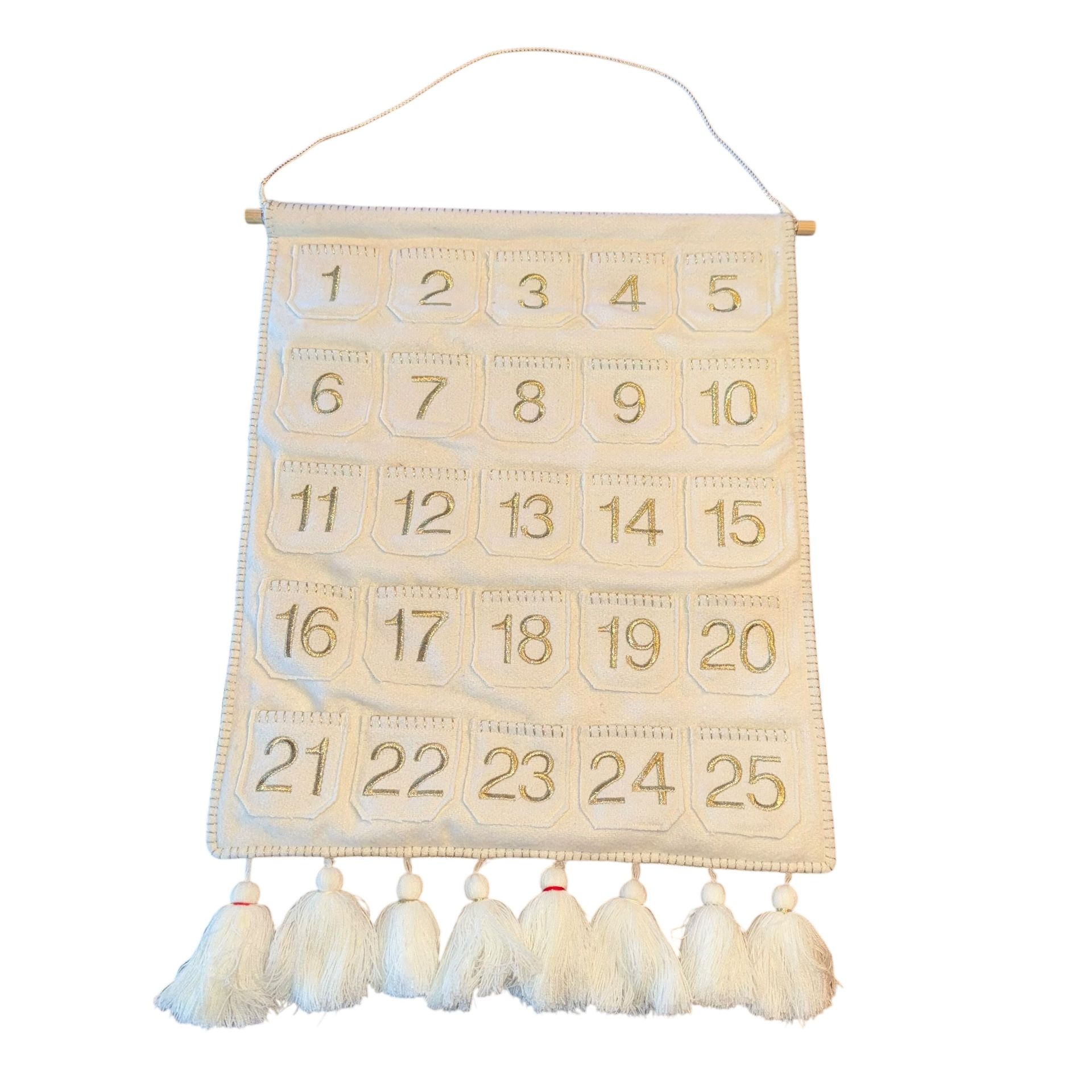 Advent Calendar Boho Style Engaging Holiday Activity For Wall Hanging Neutral Beautiful cream and gold advent calendar. Perfect for the holiday cou