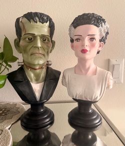 Frankenstein & Bride of Frankenstein Bust Figurines Set