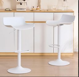 White Adjustable Bar Stools Set of 2