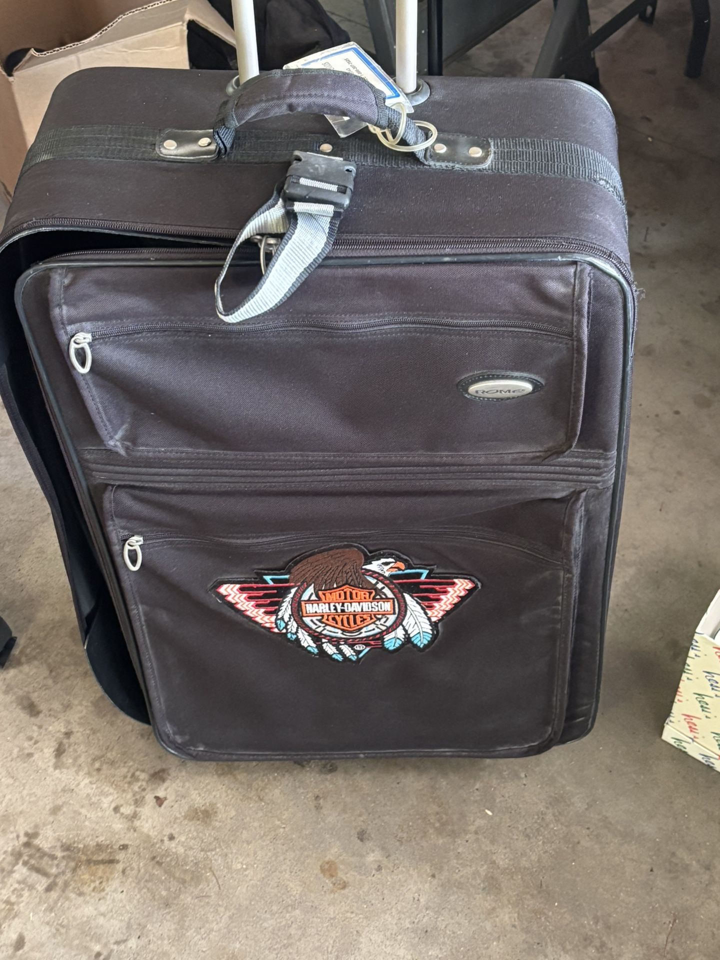 Suite Case With Iron On Harley Patched