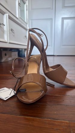 Zara Nude Patent Leather Heeled Sandals