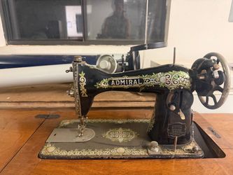 Vintage Admiral Treadle Sewing Machine w/ Wooden Cabinet & Cast Iron Pedal