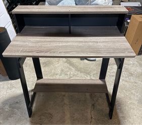 Compact Computer Writing Desk with Top Hutch & Storage Shelf