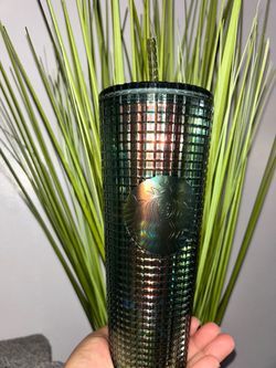 Starbucks Fall 2022 Green Rainforest Grid Iridescent Venti Tumbler