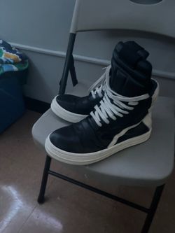 Black Leather High-Top Sneakers