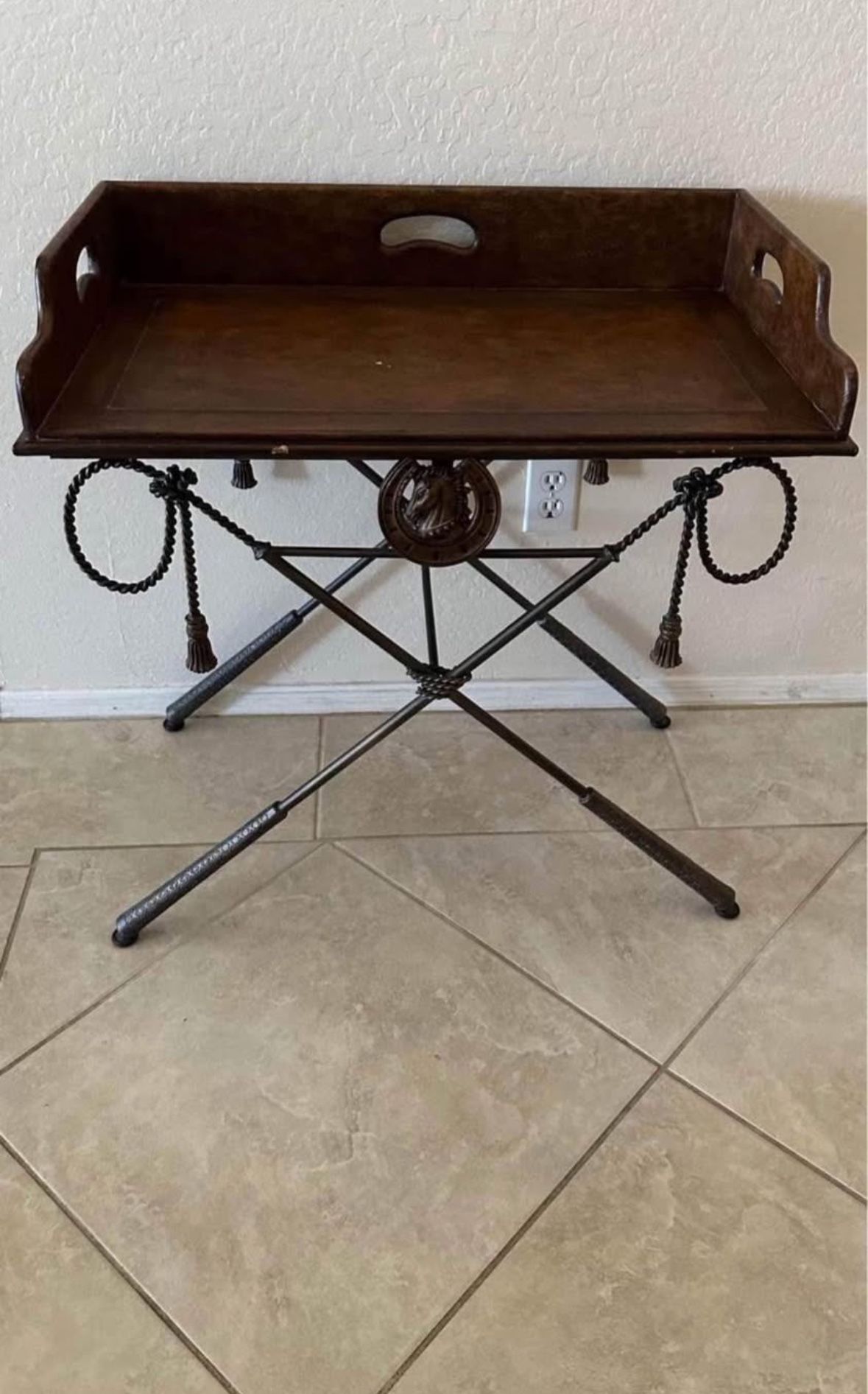 Antique Equestrian Iron and Base Tray Top Butlers Table!!