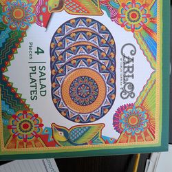 Artisan hand painted Carlos by Carlos Santana dinner plates salad plates cereal bowls and pitcher and 4 cups set