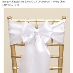 White Chair Sashes Bows  