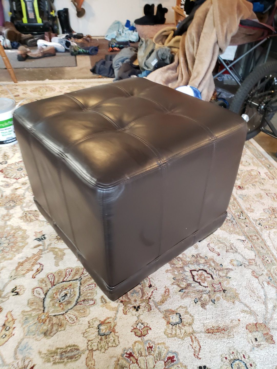 Small leather ottoman or stool