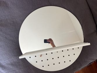 Pottery Barn round Mirror With Shelf And Pegs