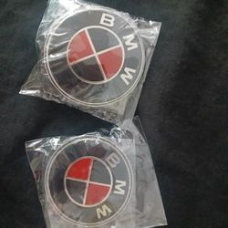 Bmw 82mm, 74mm Black,red Emblems Brand New 