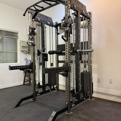 PRO SERIES Ultimate 3-1 Half Rack Functional Trainer w/Smith Machine Bar | 400lb Stack | Gym Equipment | Fitness | Commercial | Squat Rack 