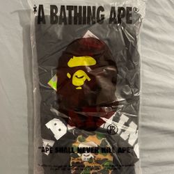 A Bathing Ape light brown camo black college tee, Medium size