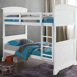 Brand New White Twin Size Solid Wood Bunk Bed 