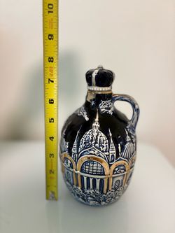 Cobalt Blue Ceramic Jug with Cathedral Design