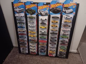59 Hotwheels with holding frame