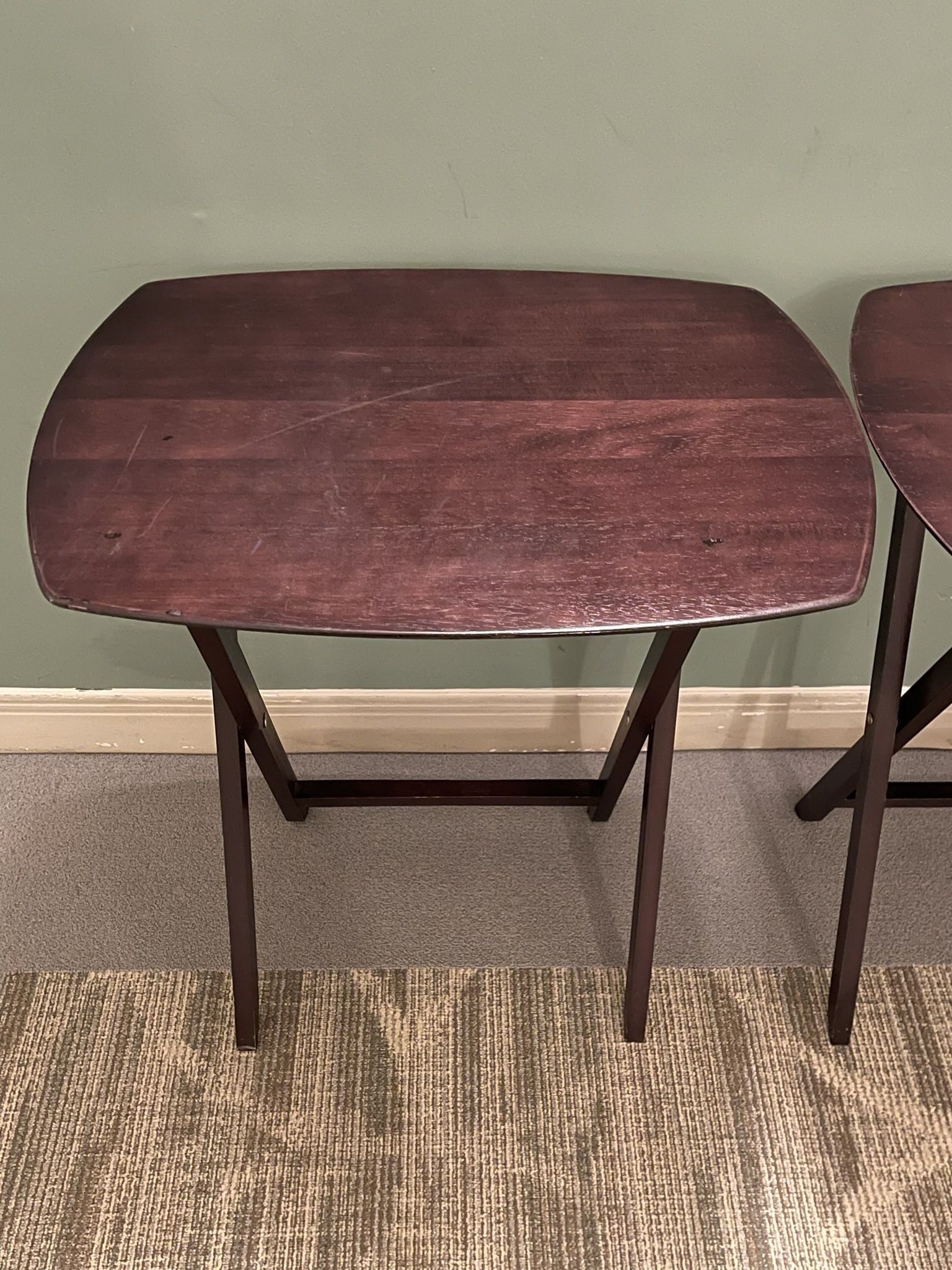 LARGE, Very Heavy (approx. 15-18 lbs.), OVAL-Shaped, Folding WOOD Tray Table - posted price EACH is firm.