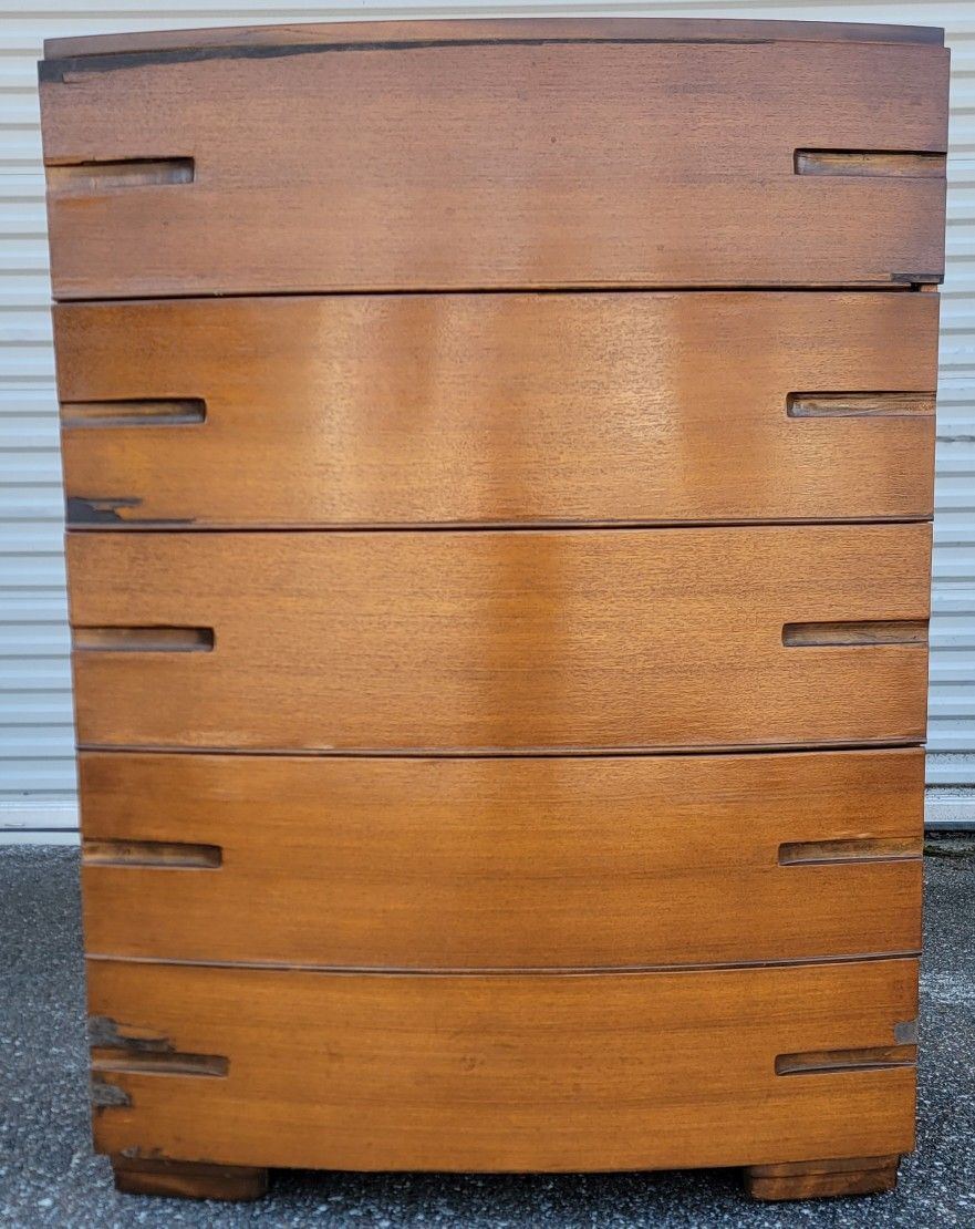 (FREE DELIVERY) Americraft MCM Bow Front 5 Drawer Dresser