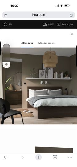 MALM Bed frame, dark-brown veneer, Queen