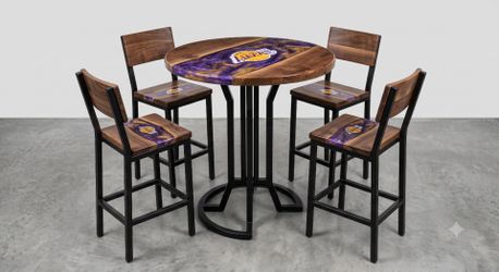 Custom Lakers Bar Top Table with 4 Chairs