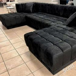 ‼️Ariana Black Velvet Double Chaise Sectional ‼️