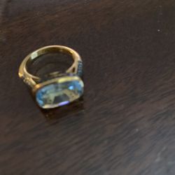 Blue Topaz Easy/West Ring Gold Plate On Sterling Silver