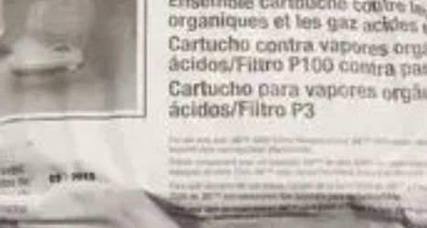 3M 60923 Organic Vapor/ Acid Gas Cartridge/ P100 Filter