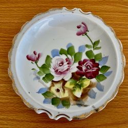 Vintage Andrea By Sadek Porcelain Plate With Hand Painted Floral Design. Made In Japan.