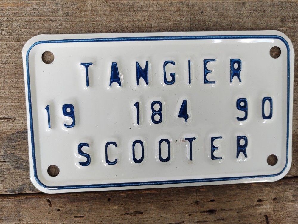 Tangier Island, Va, Scooter License Plate, 1990