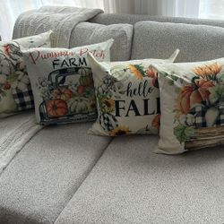 Fall Pillow Covers 18x18 Set of 4 Farmhouse Decor Thanksgiving Decorations for Home Pumpkin Outdoor Decorative Throw Pillow Covers for Couch