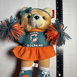 NWT Vintage NFL Miami Dolphins Good Stuff Teddy Bear Plush Cheerleader Pom Poms