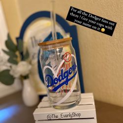 Dodgers Glass Beer Can