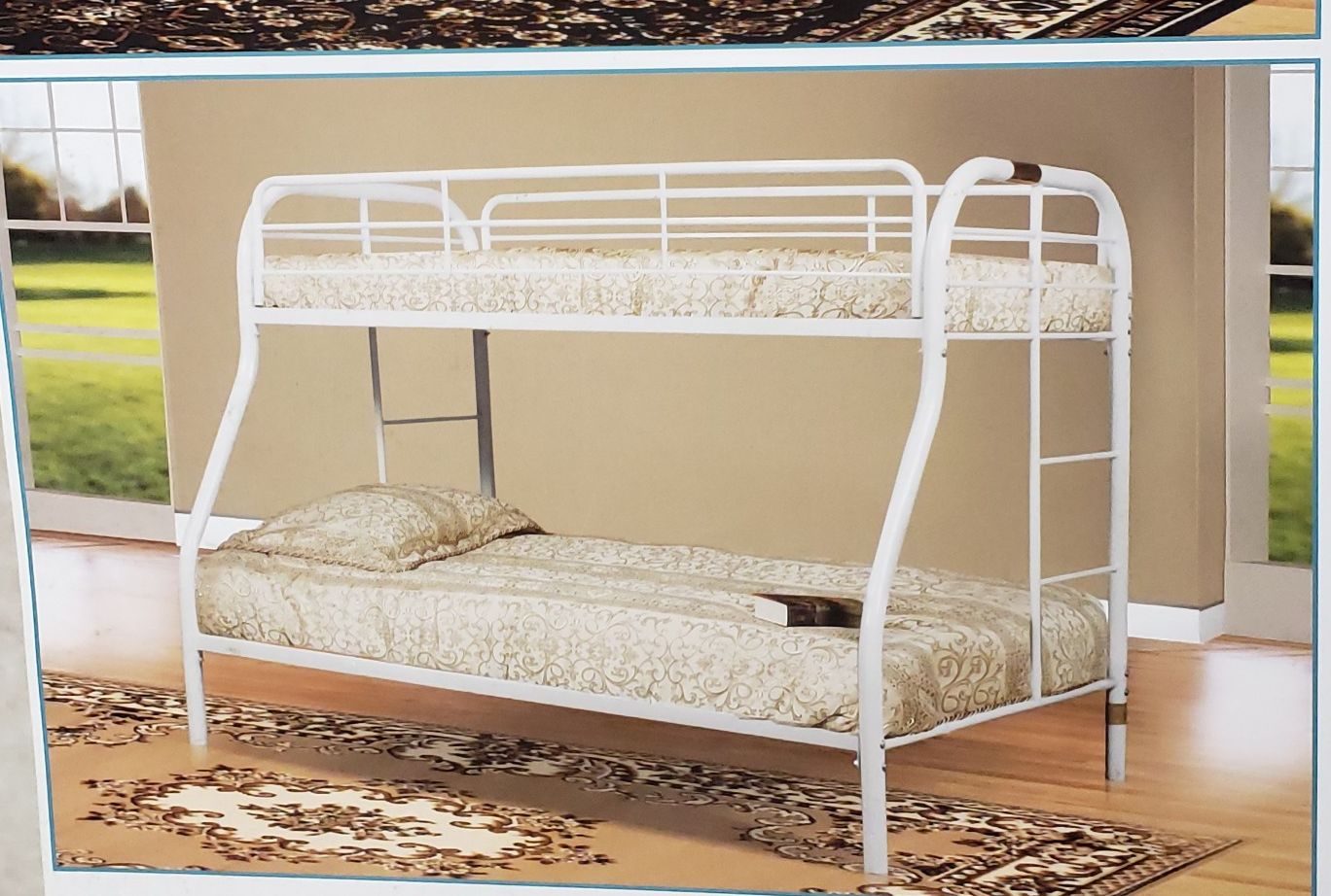 Bunk bed color white Full--twin