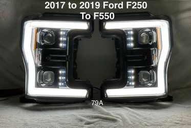 2017 to 2019 Ford F250 / F350 / F450 / F550 Smoked LED DRL Projector Headlights Switchbacks