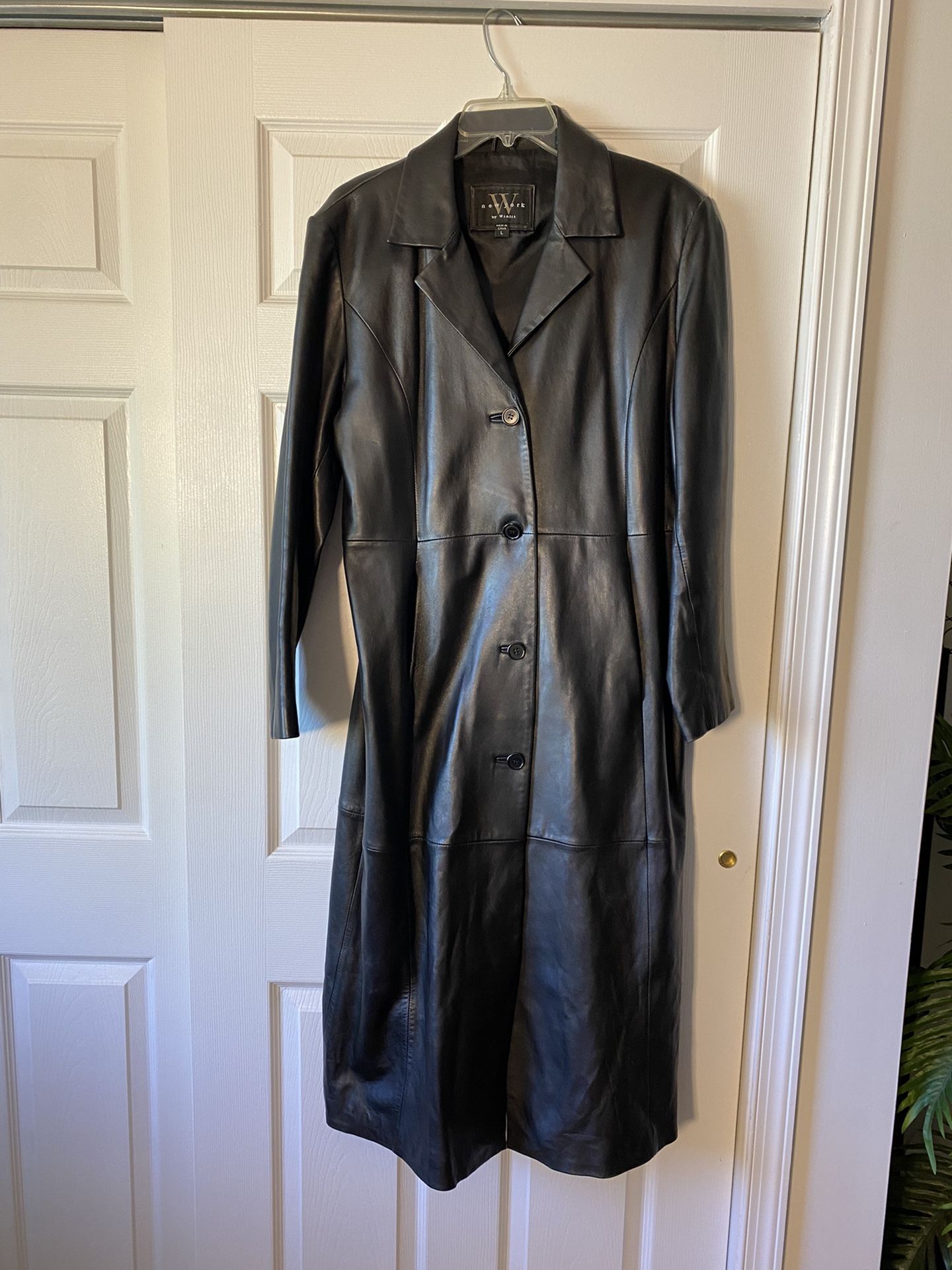 Leather Trench Coat, Women’s, Size L