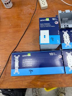 Light switches and plates, plugs, and plates wire clamps