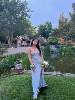 light baby blue prom dress
